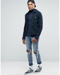 Asos Extreme Muscle Long Sleeve T Shirt With Roll Neck In Navy