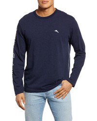 Tommy Bahama Jungle Jubilee Lux Long Sleeve Organic Cotton Graphic Tee In Blue Jean At Nordstrom