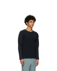 Homme Plissé Issey Miyake Navy Basic Long Sleeve T Shirt