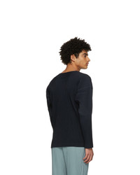 Homme Plissé Issey Miyake Navy Basic Long Sleeve T Shirt