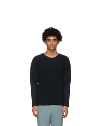 Homme Plissé Issey Miyake Navy Basic Long Sleeve T Shirt