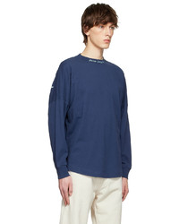 Palm Angels Navy Cotton Long Sleeve T Shirt