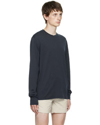Tom Ford Navy Embroidered Long Sleeve T Shirt