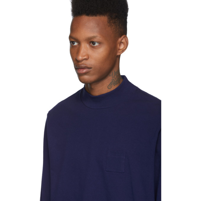 Aimé Leon Dore Navy Mock Neck Dimebag Long Sleeve T Shirt, $65 