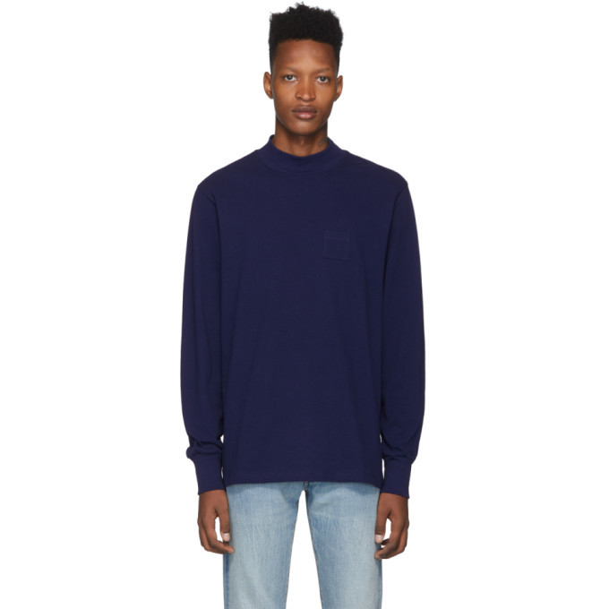 Aimé Leon Dore Navy Mock Neck Dimebag Long Sleeve T Shirt, $65