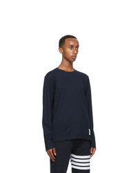 Thom Browne Navy Relaxed Fit Long Sleeve T Shirt