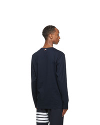 Thom Browne Navy Relaxed Fit Long Sleeve T Shirt