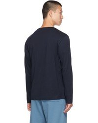 Dries Van Noten Navy Supima Cotton Long Sleeve T Shirt