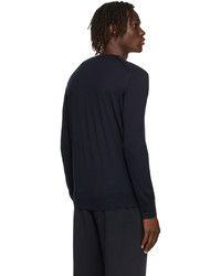 Loro Piana Navy Wool Long Sleeve T Shirt