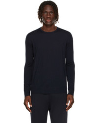 Loro Piana Navy Wool Long Sleeve T Shirt