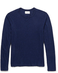 Officine Generale Long Sleeved Cotton And Silk Blend T Shirt