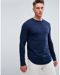 Hollister Seagull Logo Long Sleeve Top In Navy