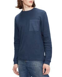 Ted Baker London Zaplan Waffle Knit Long Sleeve T Shirt In Navy At Nordstrom