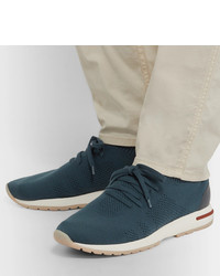 Loro Piana 360 Flexy Walk Leather Trimmed Knitted Wool Sneakers