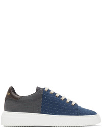 By Walid Blue Round Toe Lace Up Sneakers