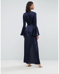 Asos Fluted Sleeve Wrap Front Maxi Dress