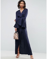 Asos Fluted Sleeve Wrap Front Maxi Dress