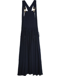 Chloé Ruched Crepe Maxi Dress Midnight Blue