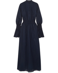 Adam Lippes Shirred Cotton Voile Jacquard Maxi Dress