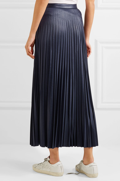 Golden Goose Deluxe Brand Liza Pliss Coated Jersey Maxi Skirt Blue ...