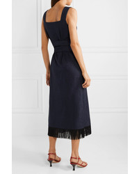 Mother of Pearl Jane Fringed Organic Cotton And Wool Blend Jacquard Midi Dress