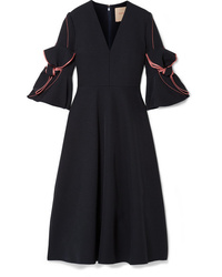 Roksanda Sibella Bow Detailed Med Crepe Midi Dress