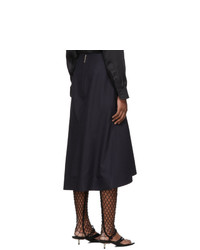 Balenciaga Navy Faded Pinstripe Godet Skirt