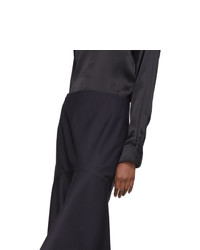 Balenciaga Navy Faded Pinstripe Godet Skirt