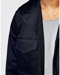 Asos Brand Cropped Military Jacket In Navy
