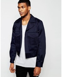 Asos Brand Cropped Military Jacket In Navy