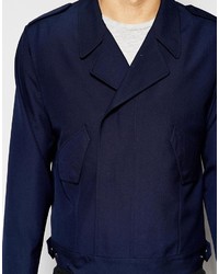 Asos Brand Smart Jacket In Navy With Military Detailing