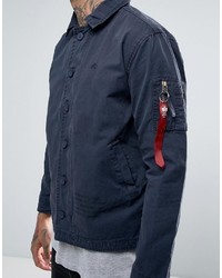 Alpha Industries Military Overshirt Jacket In Navy