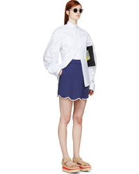 Kenzo Navy Scalloped Crest Skirt