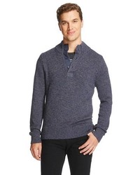 Merona Button Mock Neck Sweater Oxford Blue Tm