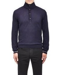 Malo Mock Turtleneck Sweater Blue