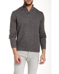 Toscano Speckled Button Mock Sweater