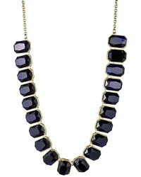 Danielle Stevens Jewelry Faceted Sqare Stone Necklace In Navy