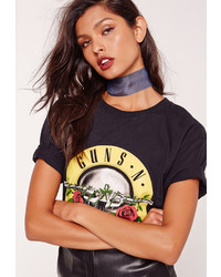 Missguided Wide Organza Choker Necklace Navy