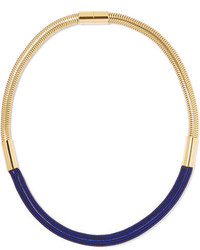 Isabel Marant Oldbrish Gold Tone Braided Necklace Navy