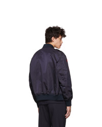 Valentino Navy And Red Vlogo Bomber Jacket