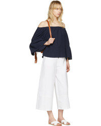 See by Chloe See By Chlo Navy Off The Shoulder Blouse
