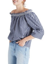 Madewell Smocked Gingham Off The Shoulder Top