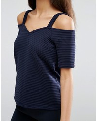 Asos Top With Off Shoulder Sweetheart Neck In Structured Rib