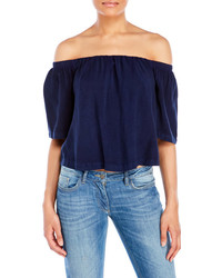 Tramp Off The Shoulder Chambray Top