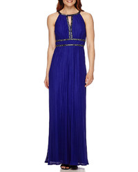 Ombre Melrose Sleeveless Keyhole Beaded Pleat Gown