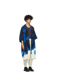 Homme Plissé Issey Miyake Blue And Black Action Painting Coat