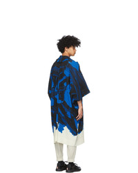 Homme Plissé Issey Miyake Blue And Black Action Painting Coat