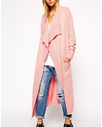 Asos Collection Longline Waterfall Cardigan In Brushed Knit