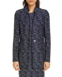 St. John Collection Two Tone Float Knit Inverted Lapel Jacket