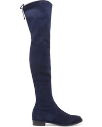 Stuart Weitzman Lowland Stretch Suede Over The Knee Boots Navy